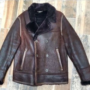 Hugo Boss Lambskin Shearling Leather Bomber Jacket